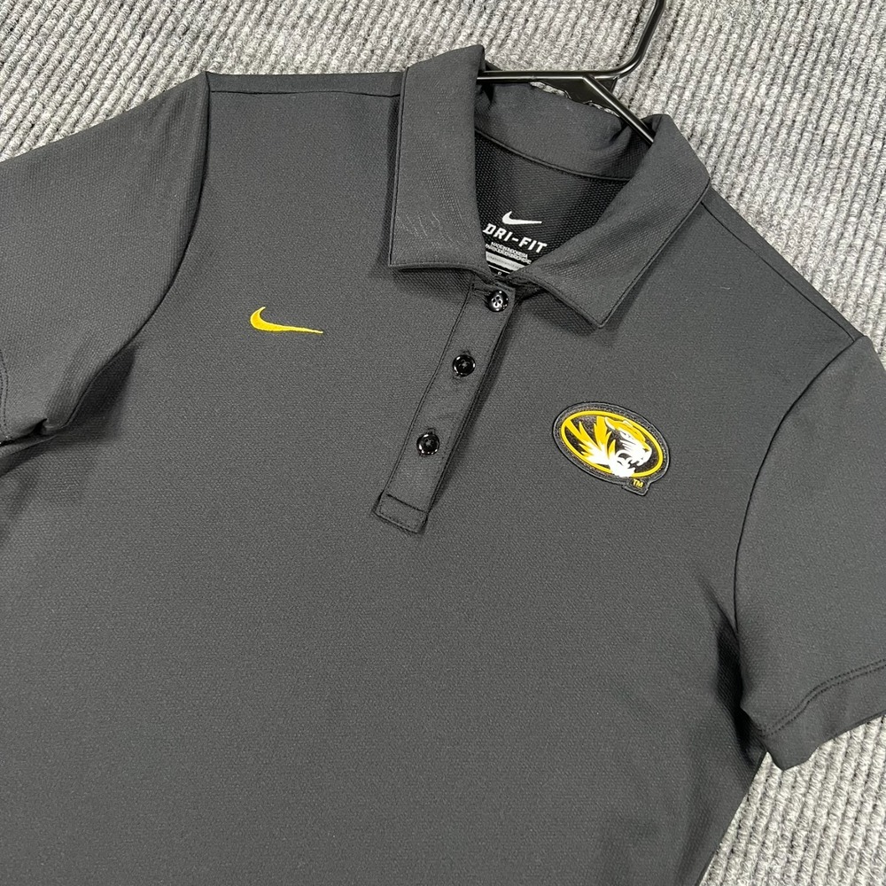 Missouri Tigers Mizzou Polo Shirt Womens Small Black Short Sleeve Nike NCAA